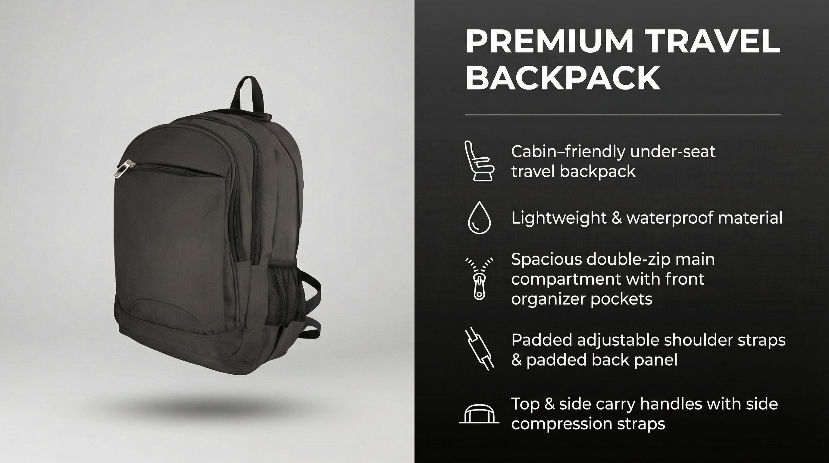Addize Airline Approved Underseat Cabin Backpack BP-124 (45 x 31 x 15 cm)
