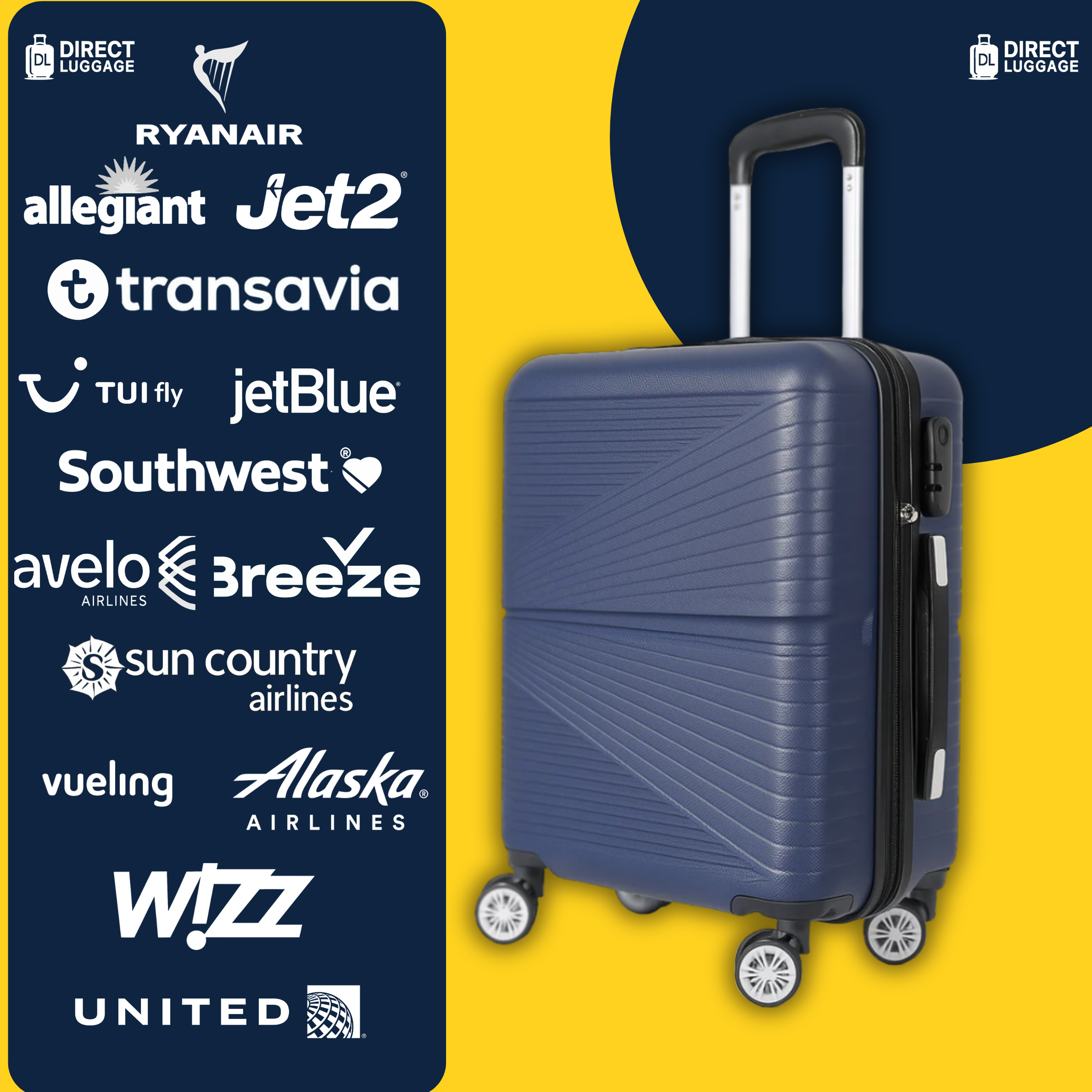 Azure Underseat Detachable Wheels Cabin Cases 1626 (40 x 25 x 20 cm )